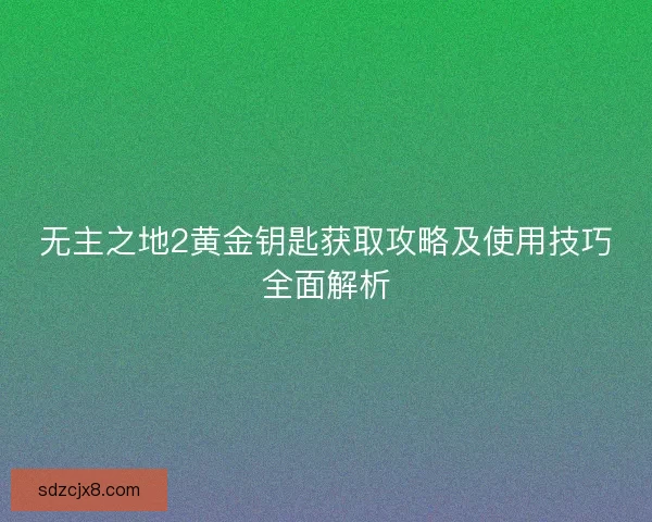 无主之地2黄金钥匙获取攻略及使用技巧全面解析